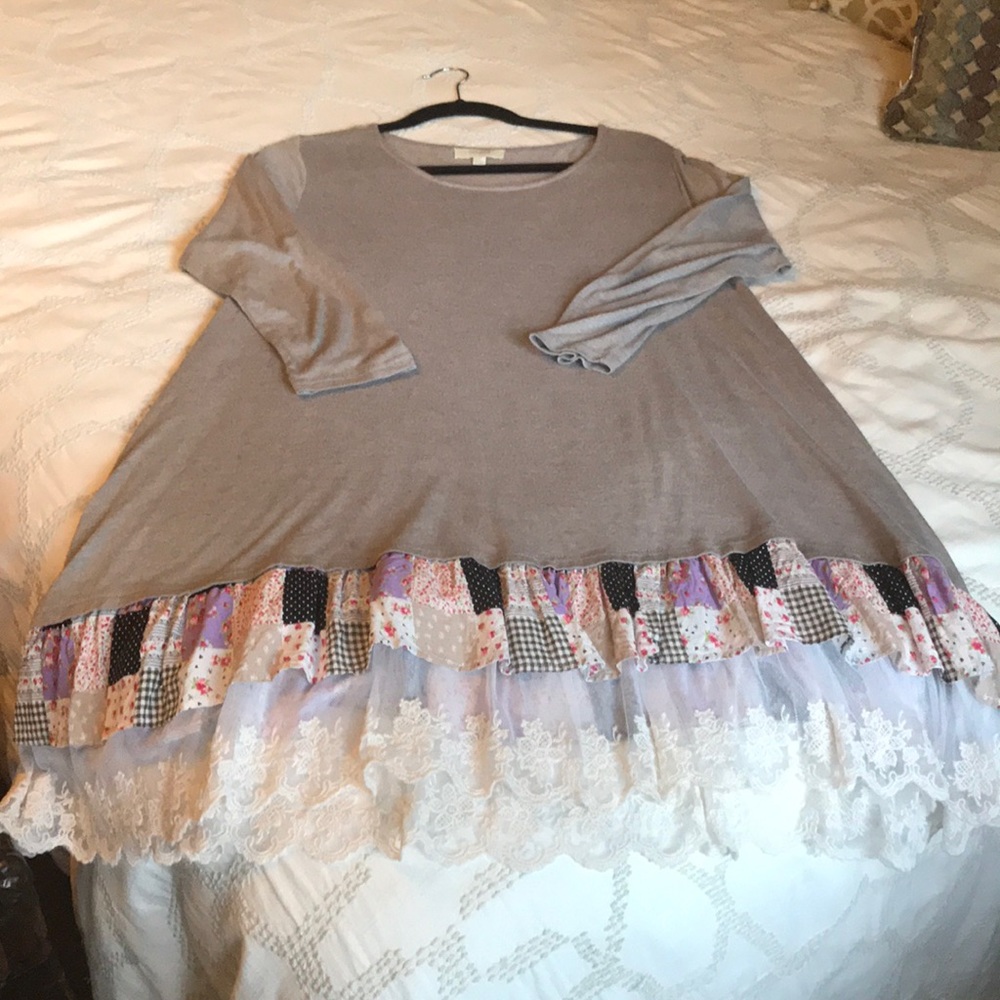 Umgee Lace & Patchwork Tunic Dress